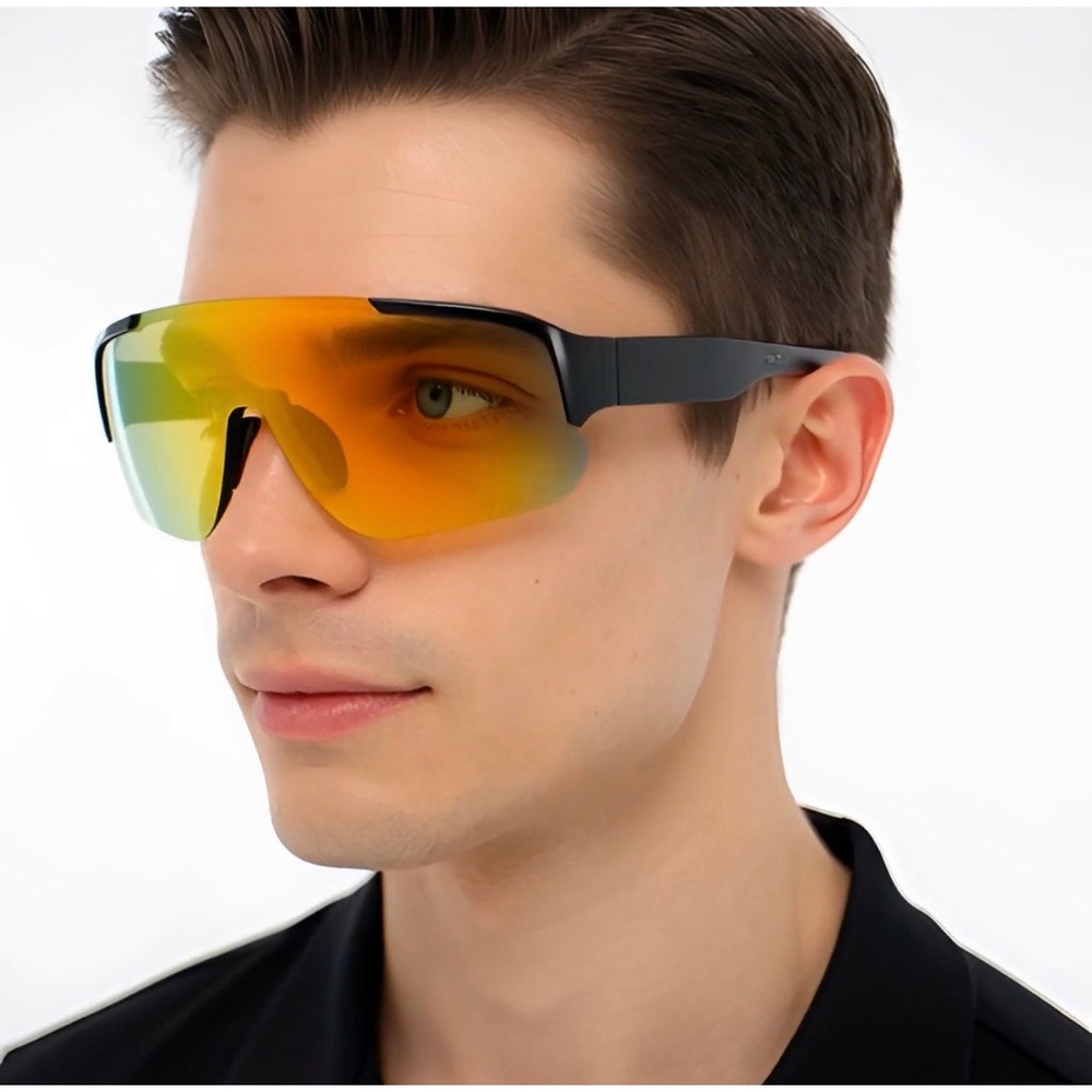 Shield Sunglasses Sport Cycling Running Sunglasses Mirrored Lens Men Boat Wear‎
